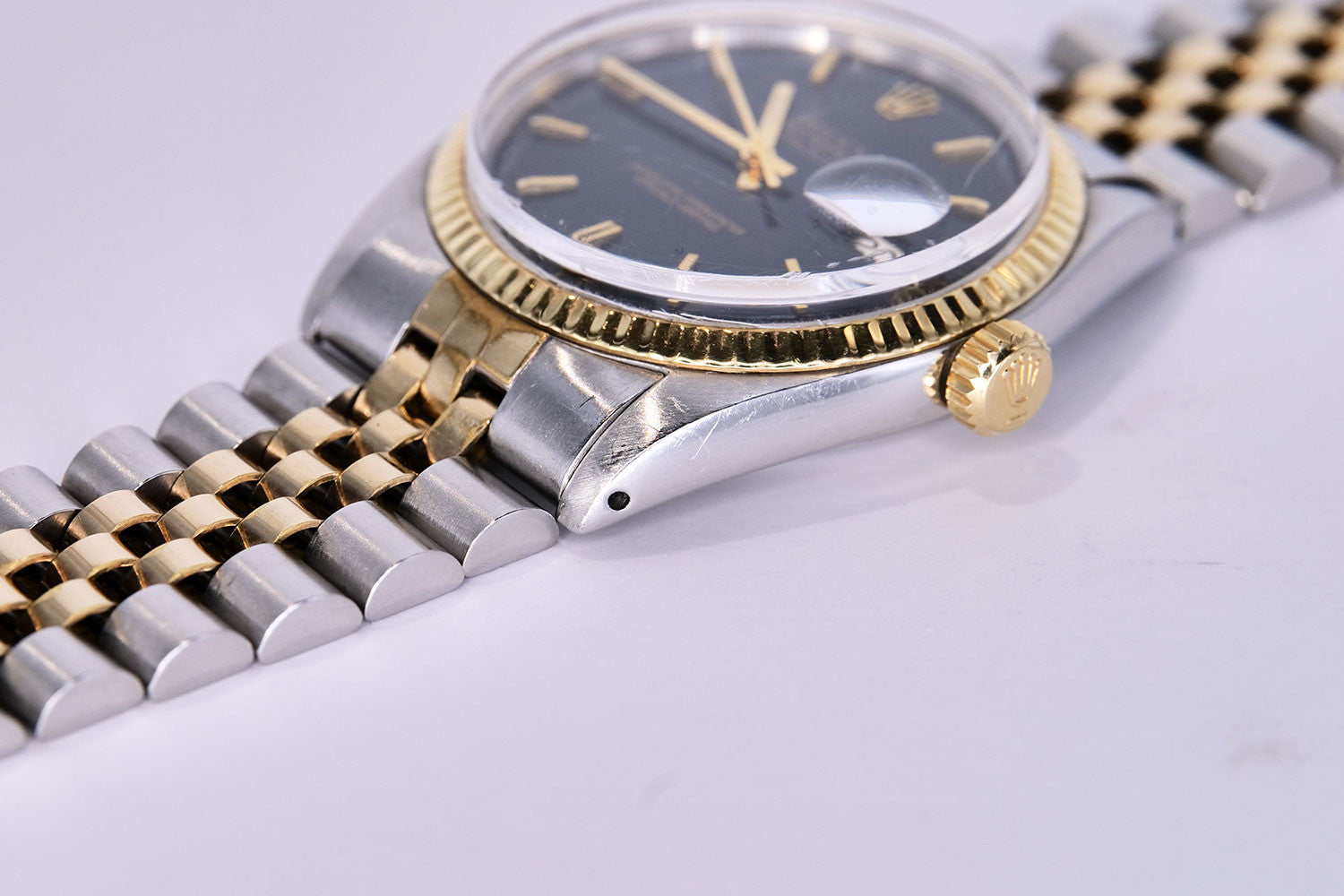BEGAGNAD Rolex Datejust 36mm svart & jubileum tvåfärgad 1601