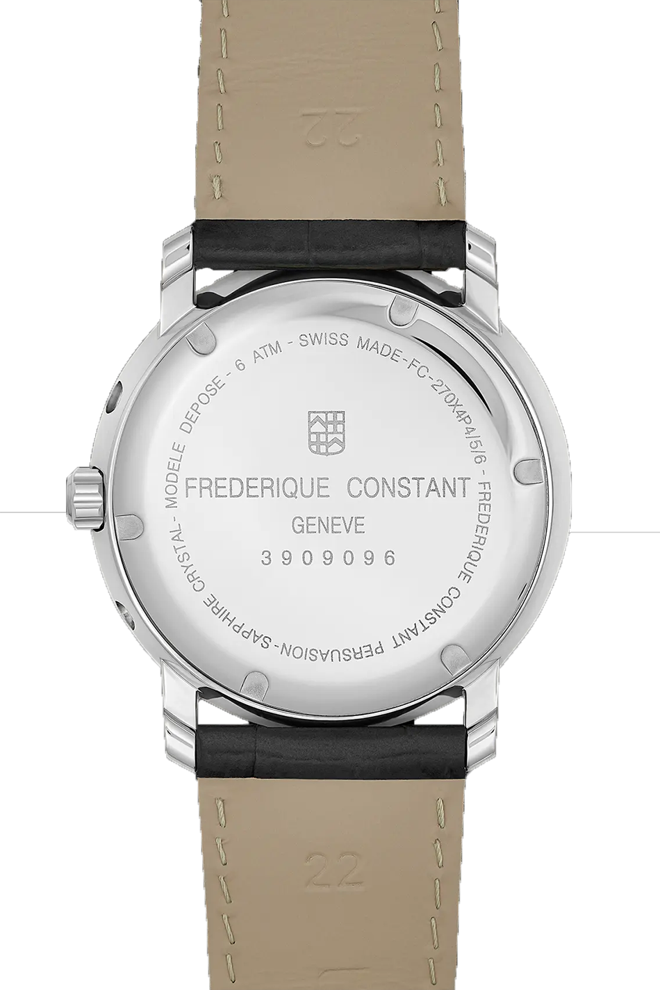 Frederique Constant Classics Index Business Timer 40 mm, vit urtavla och läderrem FC-270SW4P26