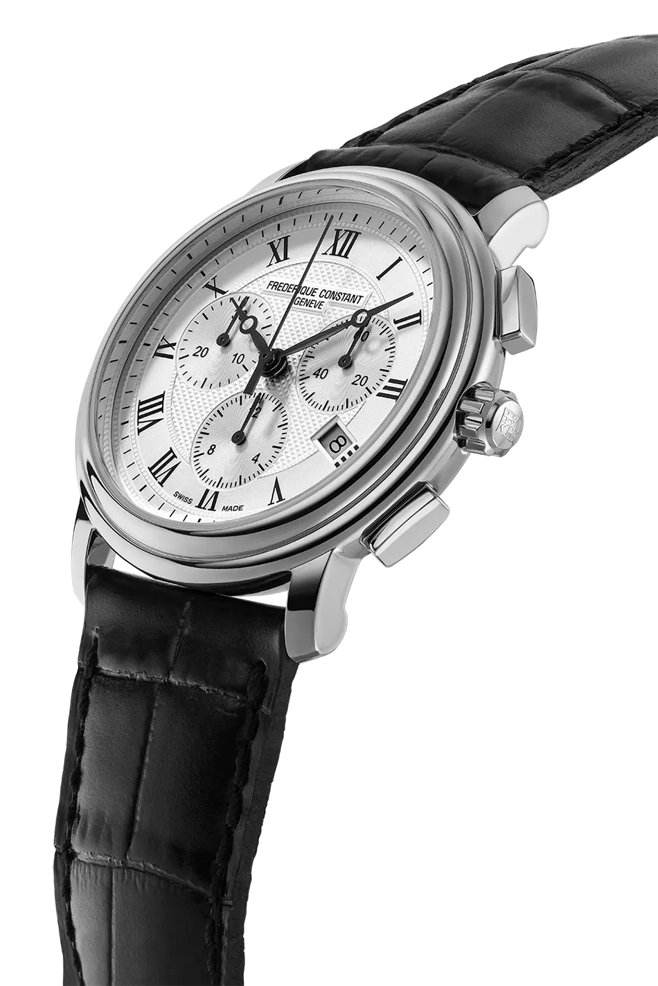 Frederique Constant Classics Quartz Chronograph Silver & läderarmband FC-292MC4P6