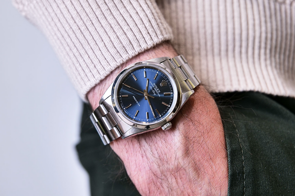 SOLD PRE-OWNED Rolex Air King 34mm Blue & Steel 14000