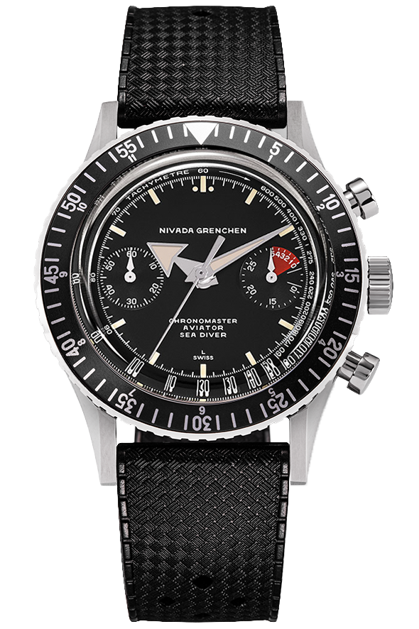 Nivada Grenchen Chronomaster Broad Arrow Manual Rubber Strap 86008M01