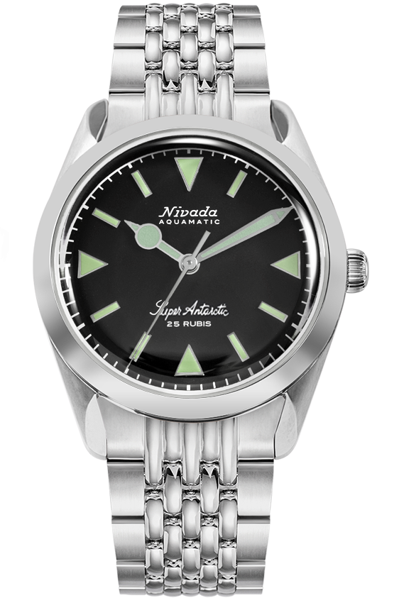 Nivada Grenchen Super Antarctic Black Green Index & Beads Of Rice Bracelet 32026A04