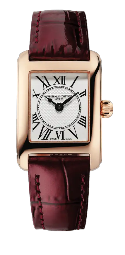 Frederique Constant Classics Lady Carree 23x21mm Quartz Silver & Rose gold Leather strap