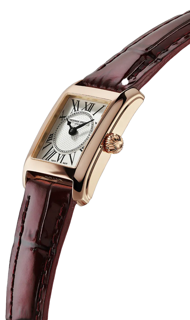 Frederique Constant Classics Lady Carree 23x21mm Quartz Silver & Rose gold Leather strap
