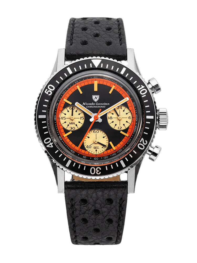Nivada Grenchen Chronoking "Paul Newman" Orange, black racing bracelet 87034Q10