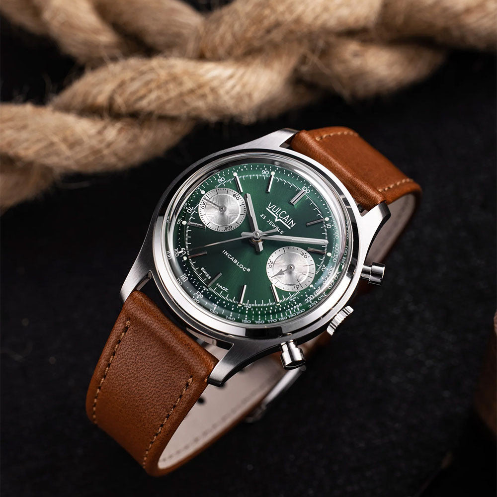 Vulcain Chronograph 1970s Green & Brown Limited Edition 640109A90.BAC207