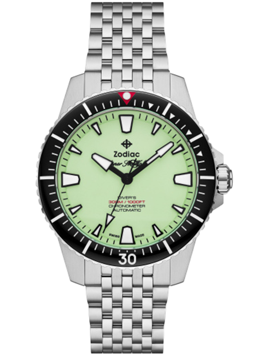 Zodiac Super Sea Wolf Divers COSC Silver & Green ZO3560