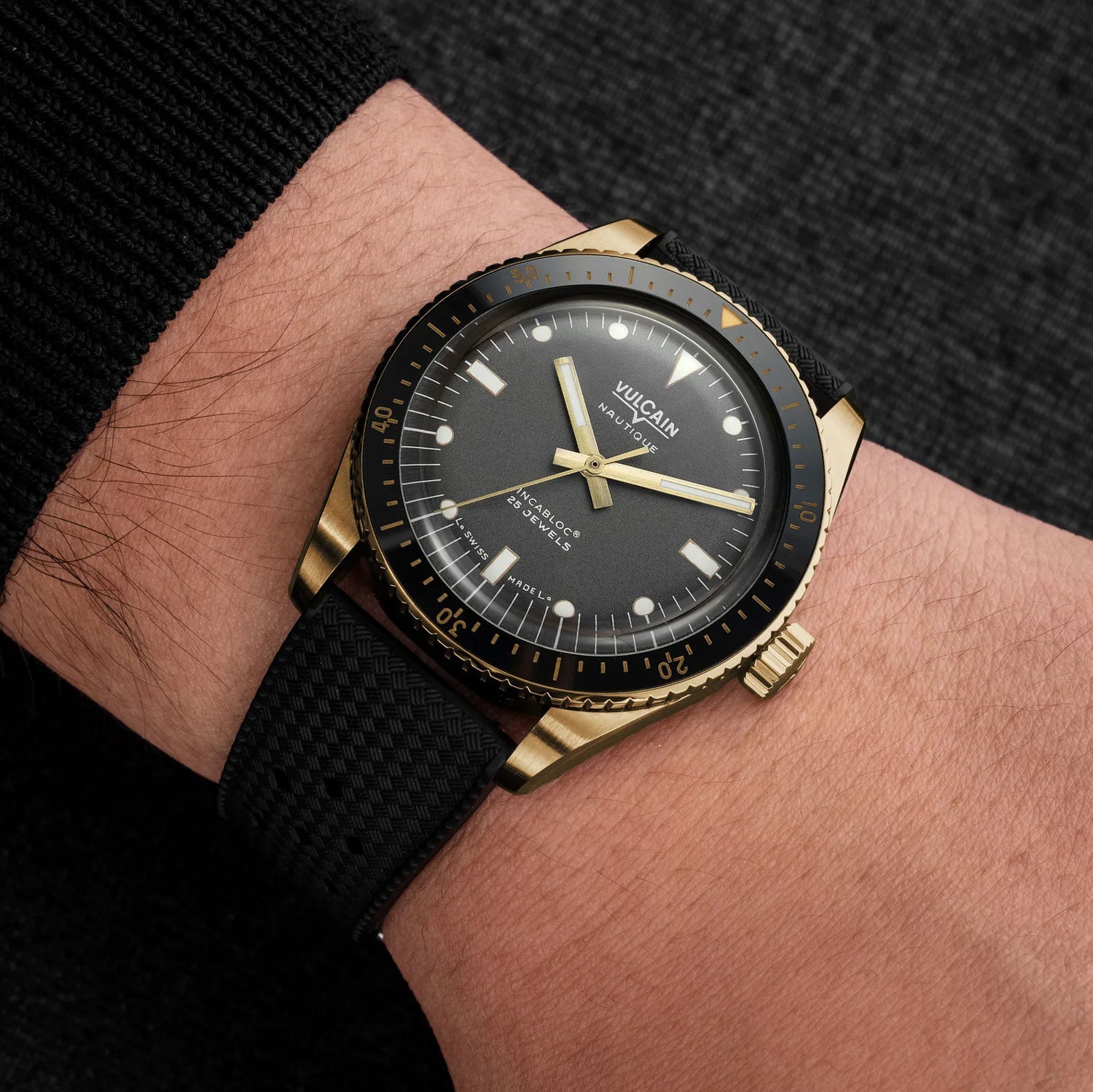 Vulcain Skindiver Bronze & Grey, Gummiband 662170A17.BNR200