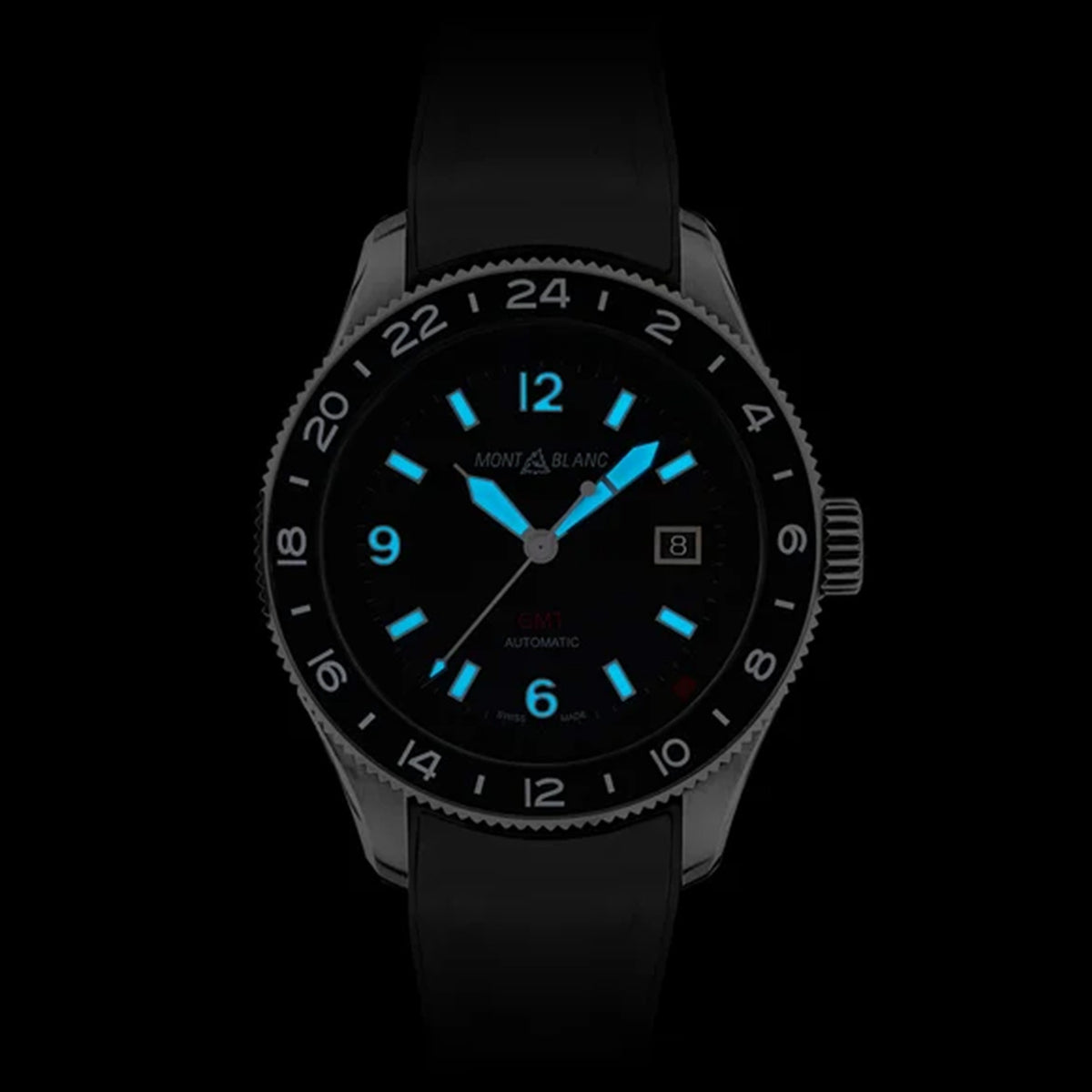 Montblanc 1858 GMT Svart & Gummiband MB129766