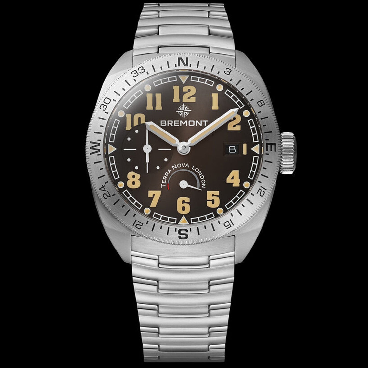 Bremont Terra Nova 40.5 Turning Bezel Power Reserve Steel Bracelet