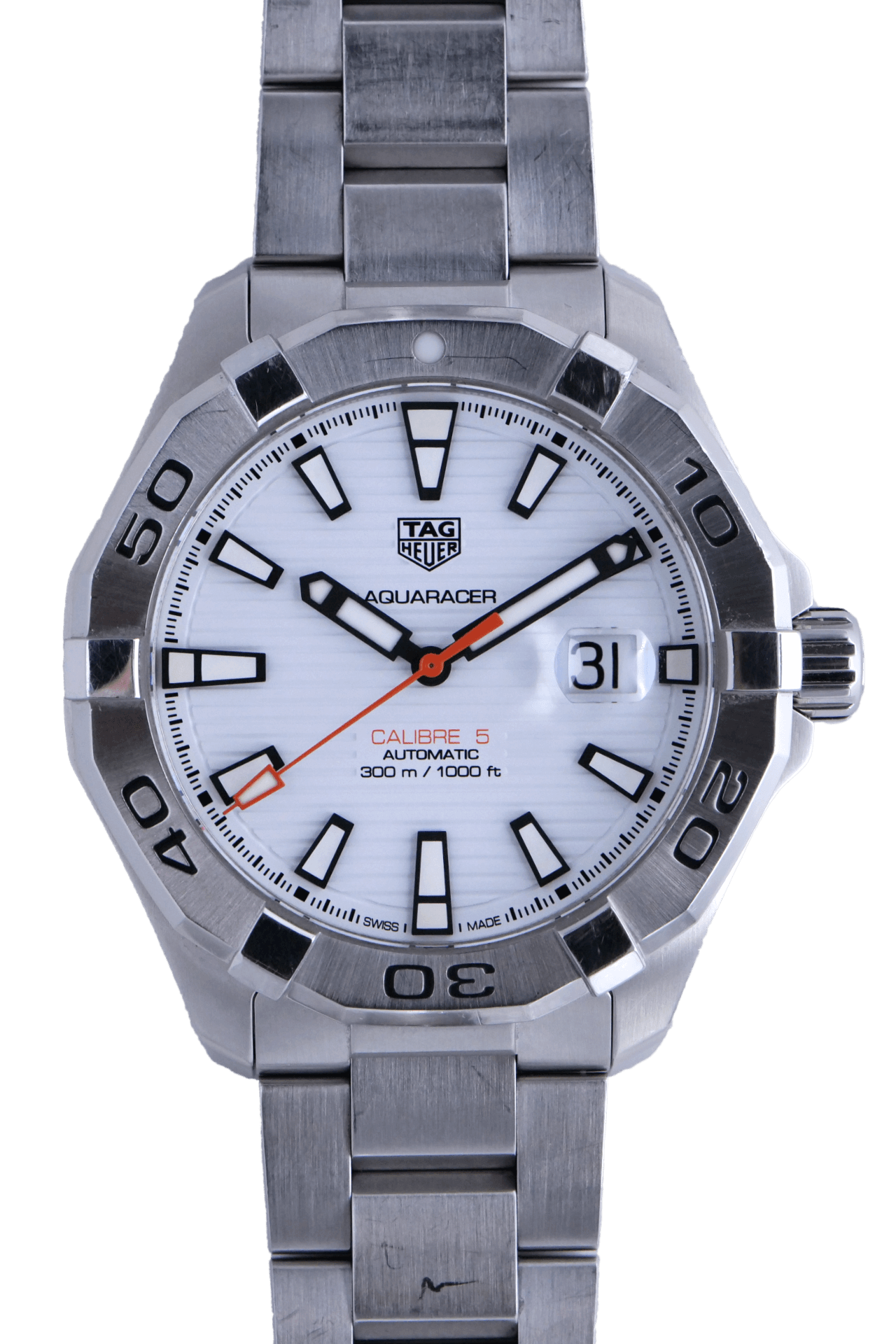 PRE-OWNED Tag Heuer Aquaracer 300M White 43Mm WAY2013-0