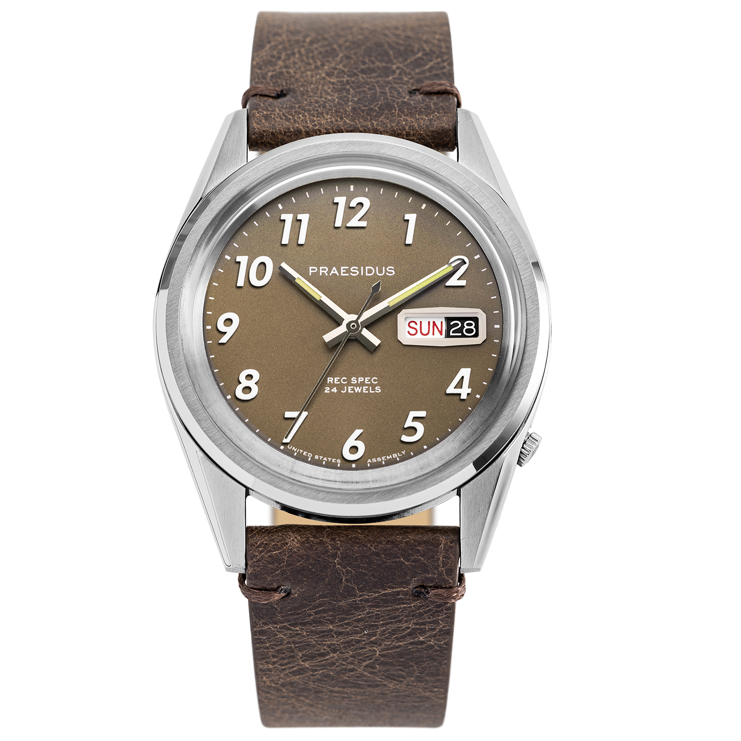Praesidus Rec Spec Khaki Brown 38 mm brunt läder P-38-KTW-BRCK1