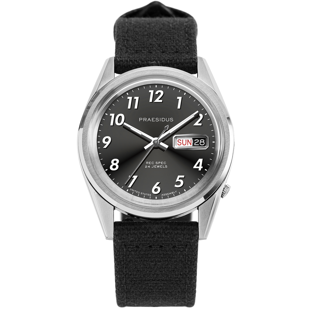Praesidus Rec Spec White Sunray 38Mm Black Canvas Strap P-38-DTW-BCK1