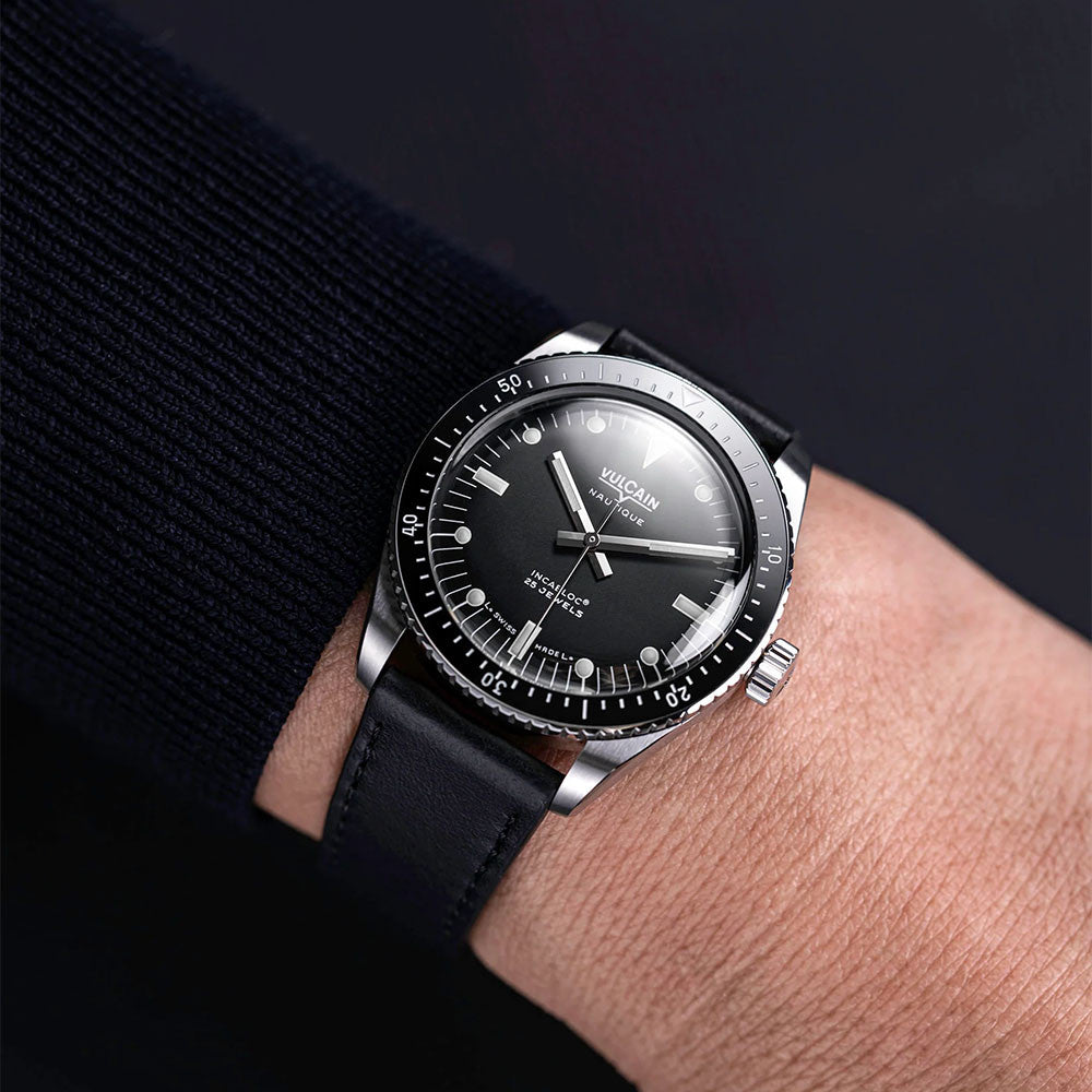 Vulcain Skindiver Nautique Black & Rubber Strap 660170B07.BAR200