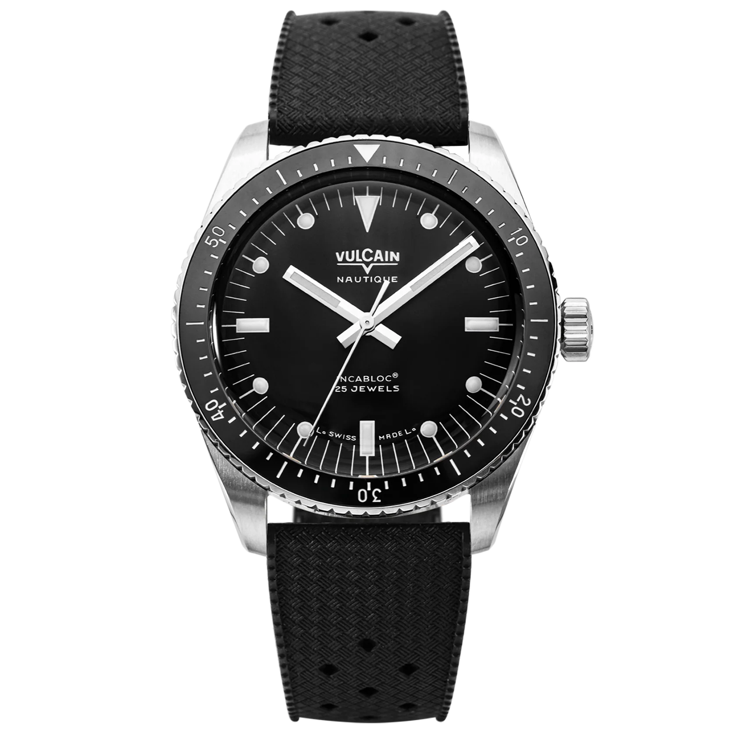 Vulcain Skindiver Nautique Black & Rubber Strap 660170B07.BAR200