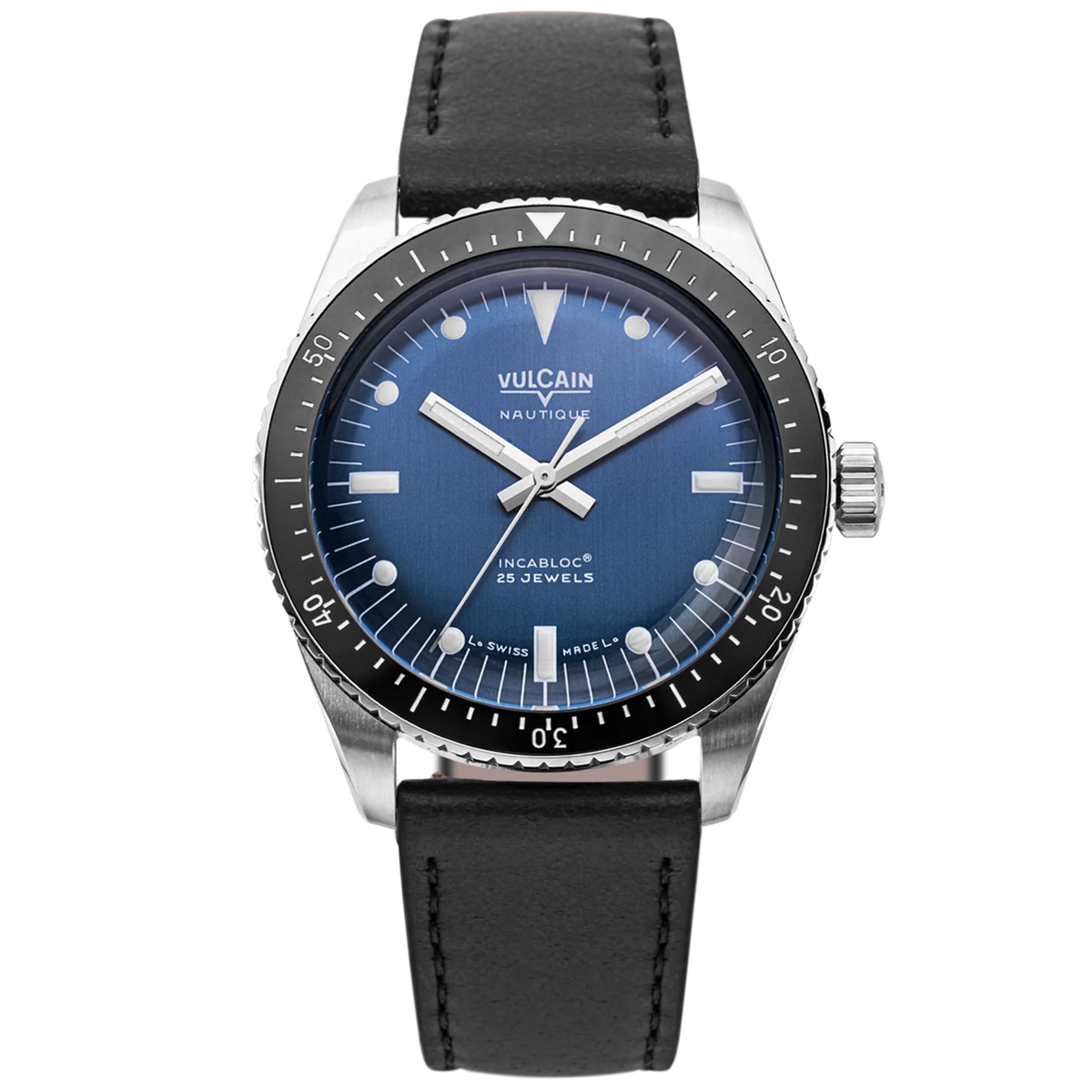 Vulcain Skindiver Nautique Svart & Läderrem 660170B37.BAC201