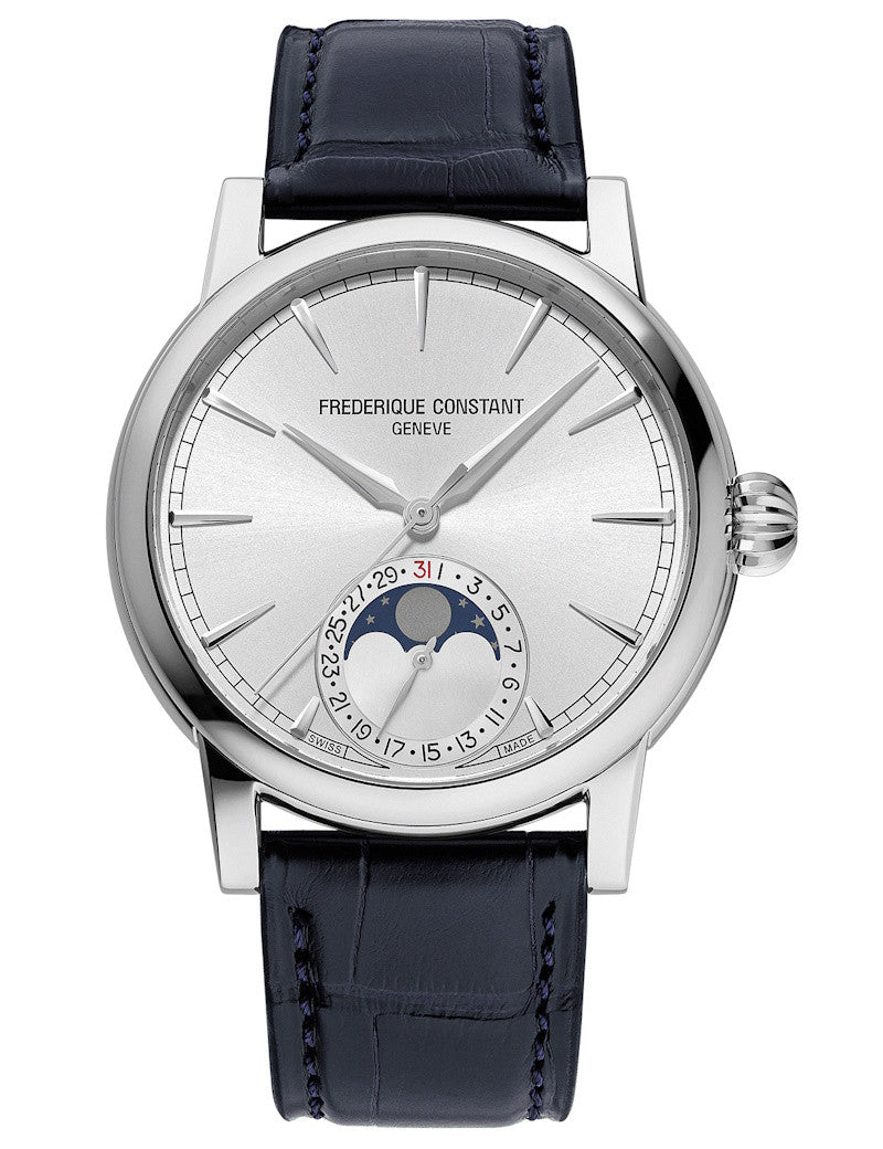 Frederique Constant Manufacture Moonphase Silver & Leather strap FC-716S3H6