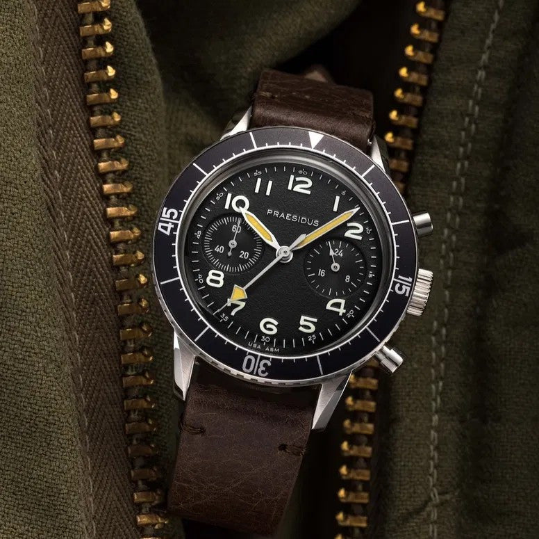 Praesidus Type H-75 Version B Steel & Brown Leather P-38-H75-MB-DBRK1