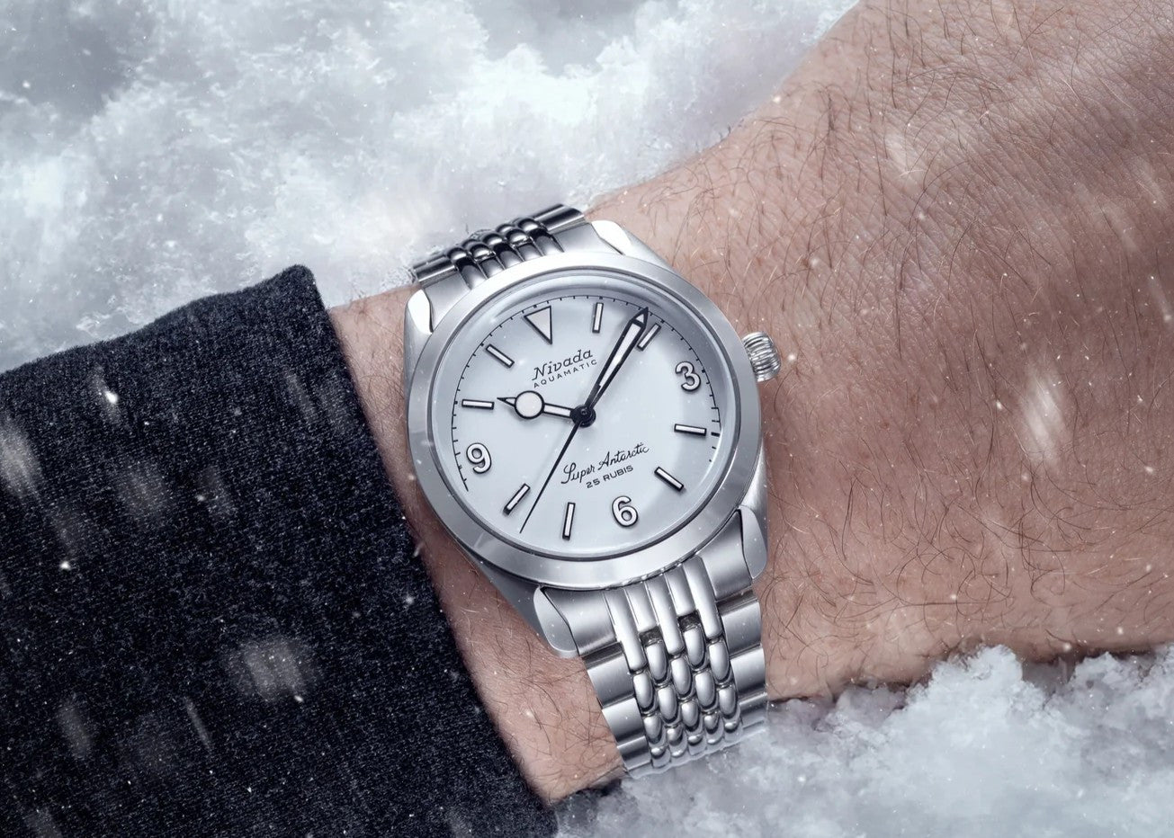 Nivada Grenchen Super Antarctic White 3.6.9 White Luminova BOR Bracelet 32067A04