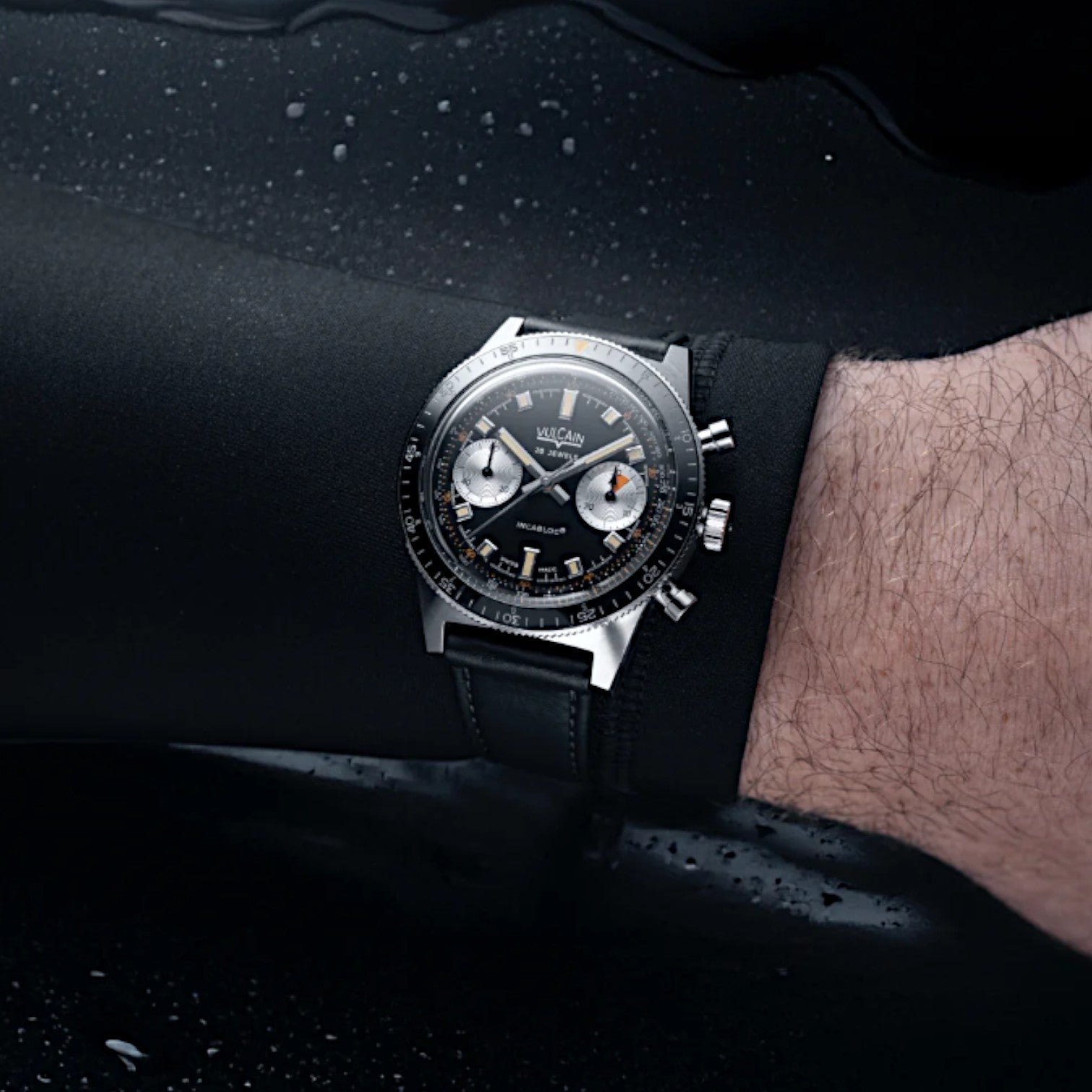 Vulcain Skindiver Chronograph Svart & Läder 590176A07.BAC201