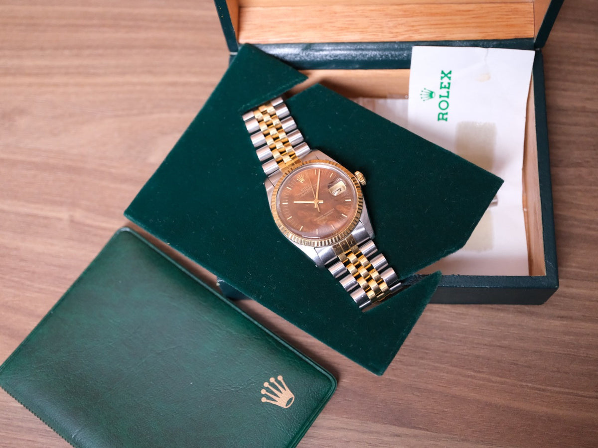 PRE-OWNED Rolex Datejust 36 Gold & Steel "Burl Wood Dial" 160132