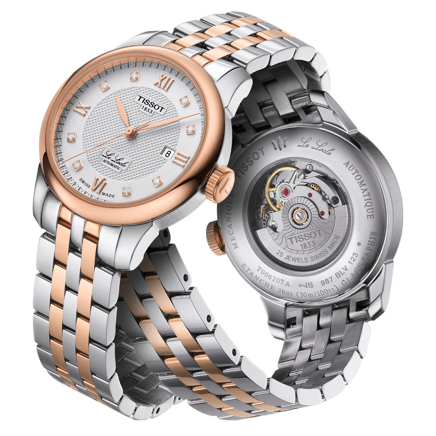 Tissot - Le Locle Automatisk Dam Vit & Rose Guld PVD 29mm T0062072203600