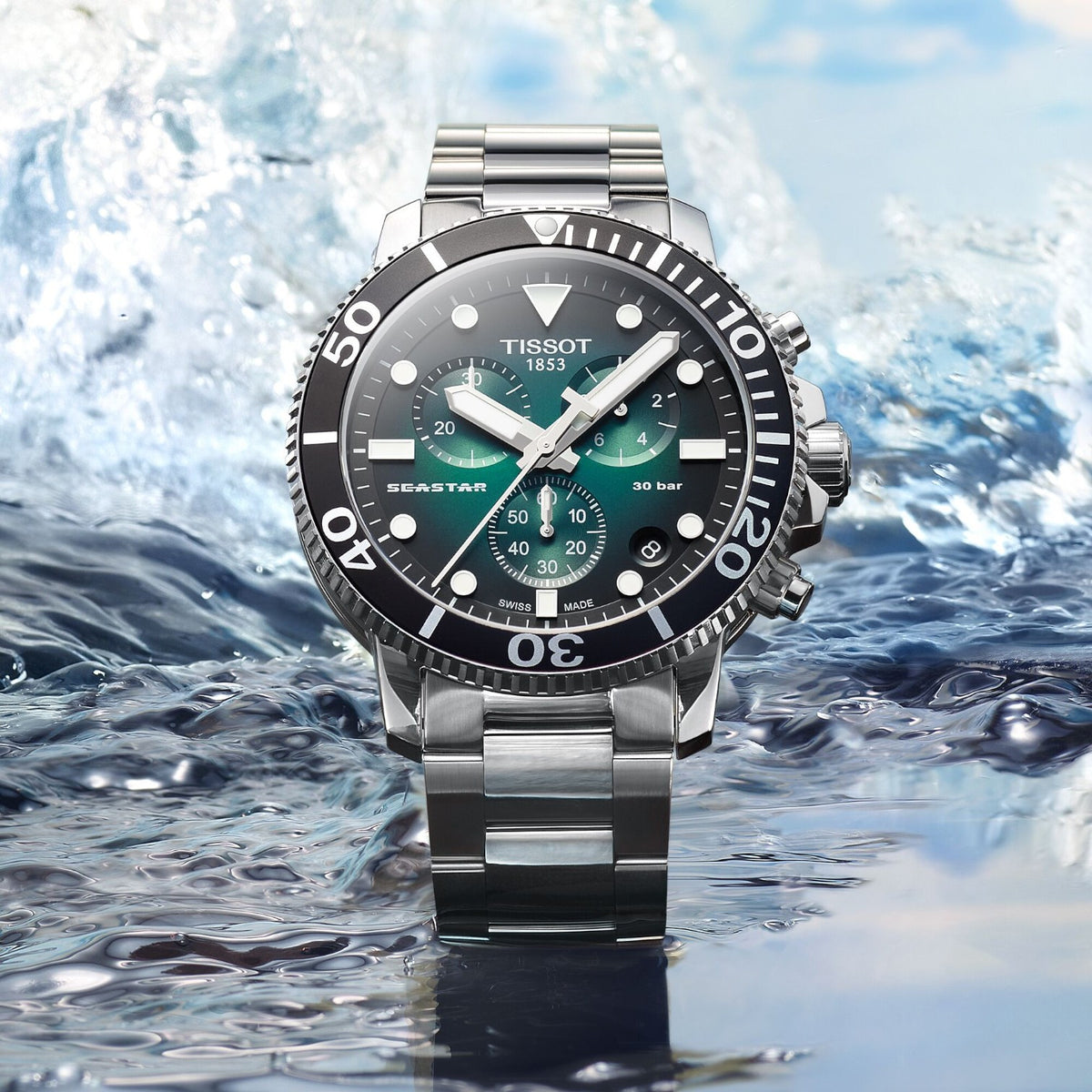 Tissot Seastar 1000 Kronograf Grön & Stål Herrklocka T1204171109101