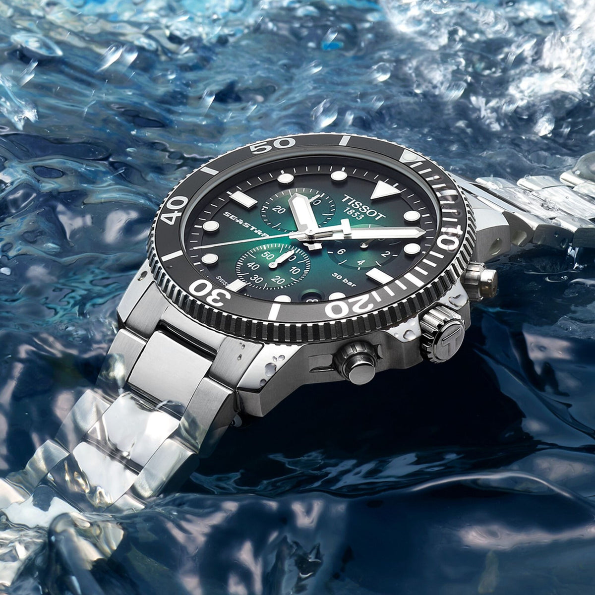 Tissot Seastar 1000 Kronograf Grön & Stål Herrklocka T1204171109101
