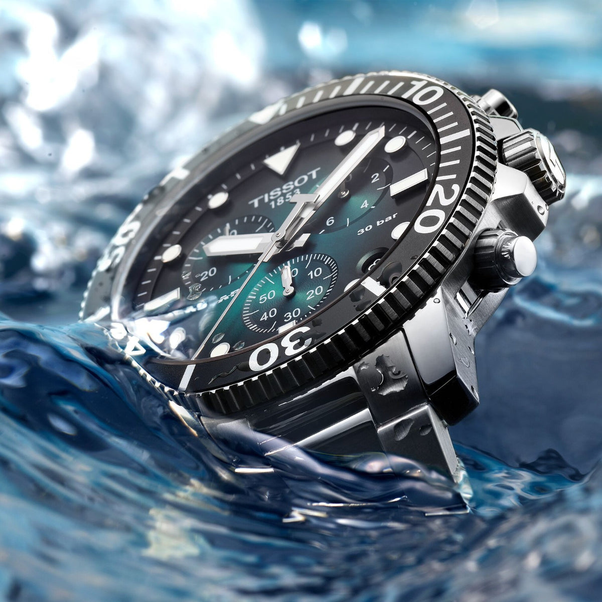 Tissot Seastar 1000 Kronograf Grön & Stål Herrklocka T1204171109101