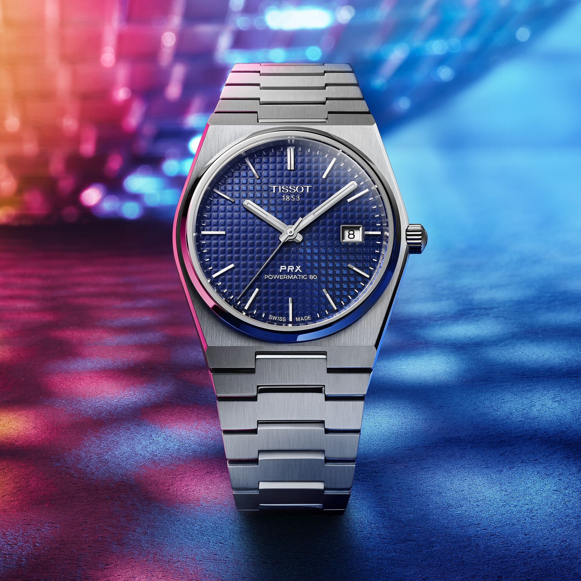 Tissot PRX Powermatic 80 40mm Blå Urtavla & Stållänk T1374071104100