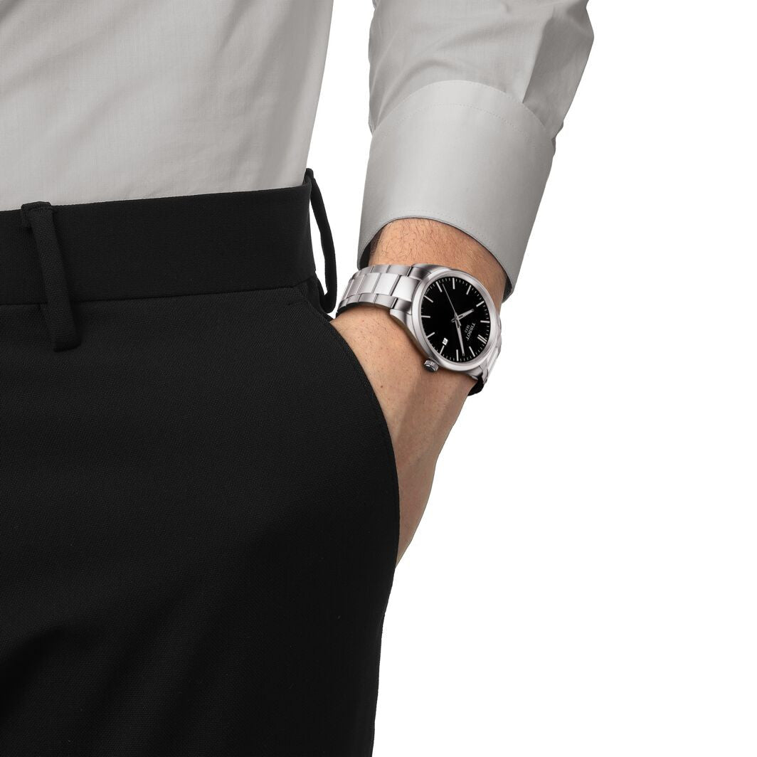 Tissot PR 100 Kvarts Herrklocka Svart & Stållänk T1504101105100