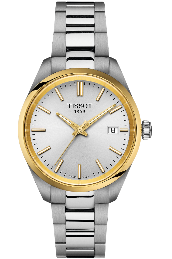 Tissot PR 100 LADY Quaurtz Silver Urtavla 34mm Guld PVD Boett & Stållänk T1502102103100