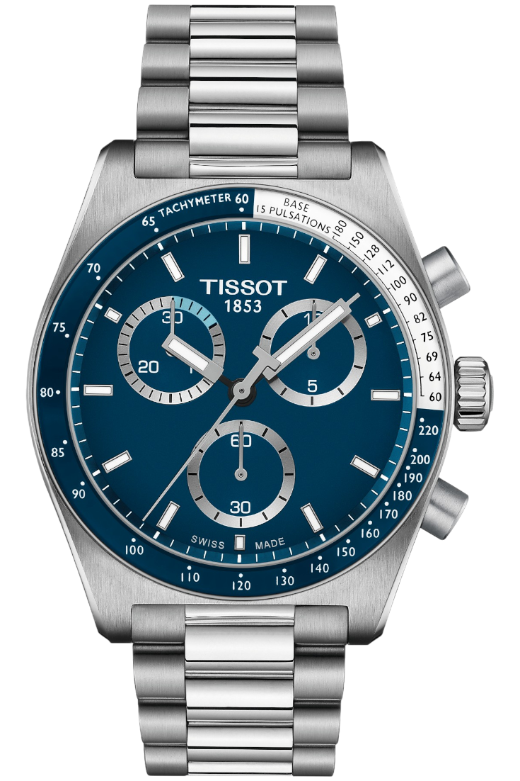 Tissot PR516 Kronograf Kvarts Herrklocka Blå & Stållänk T1494171104100