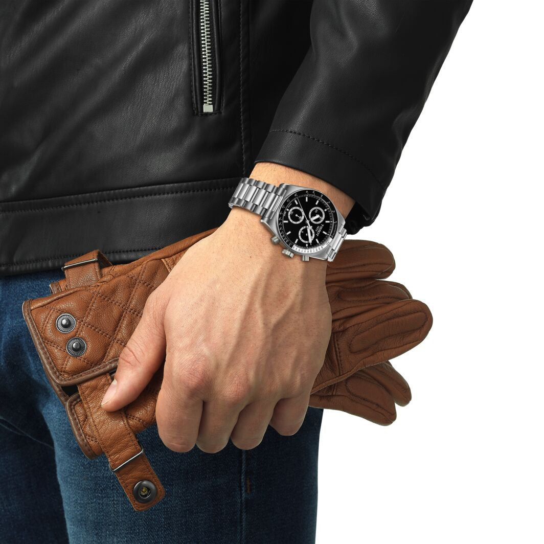Tissot PR516 Kronograf Kvarts Herrklocka Svart & Stållänk T1494171105100