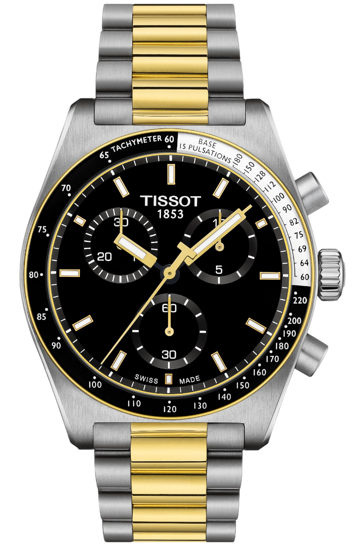 Tissot PR516 Kronograf Kvarts Herrklocka Svart & Guld PVD Stållänk T1494172205100