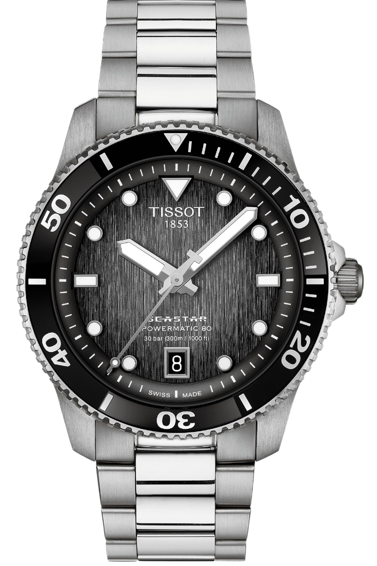 Tissot Seastar 1000 Powermatic 80 40mm Graded Grey-Black & Steel Bracelet T1208071105100