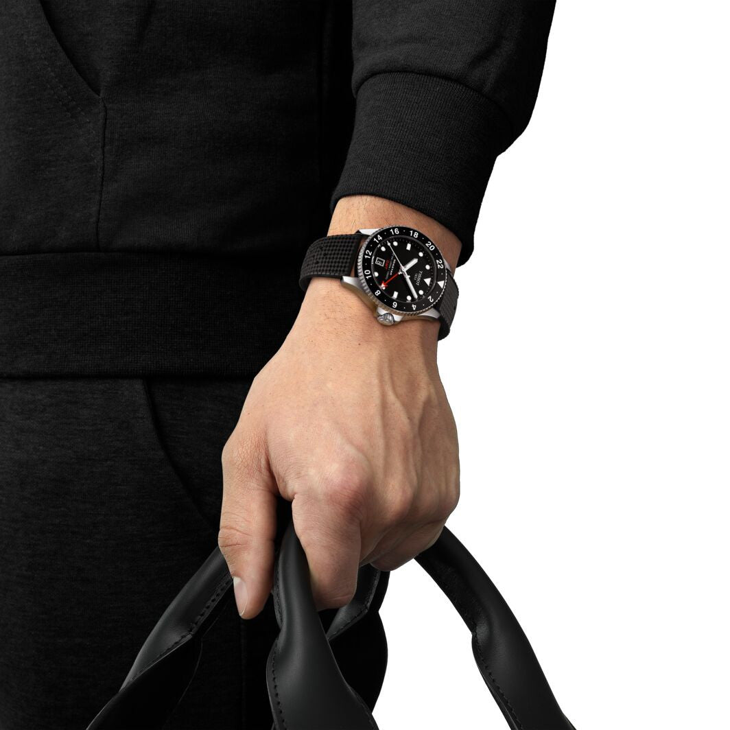 Tissot Seastar 1000 Quartz GMT 40mm Black & Rubber Strap T1208521705100