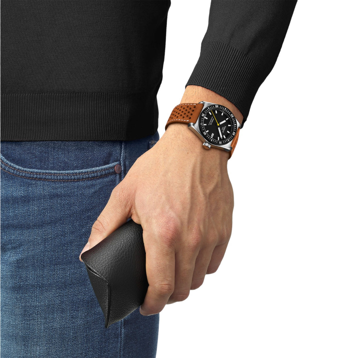 Tissot PR516 Powermatic 80 Svart & Läderband T1494071605100