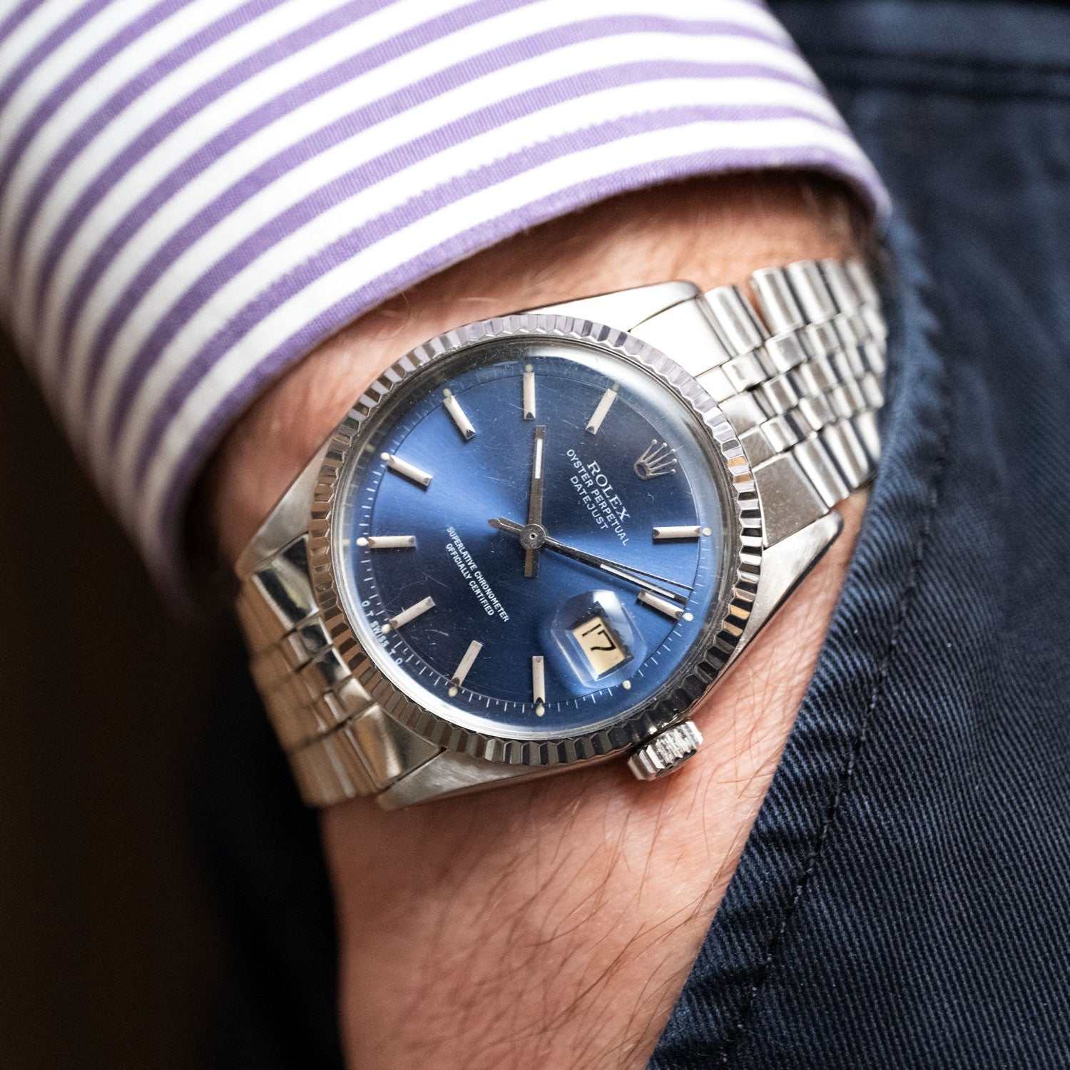 BEGAGNAD Rolex Datejust "Sigma Pie Pan Dail" 1601 Årsmodell 1971