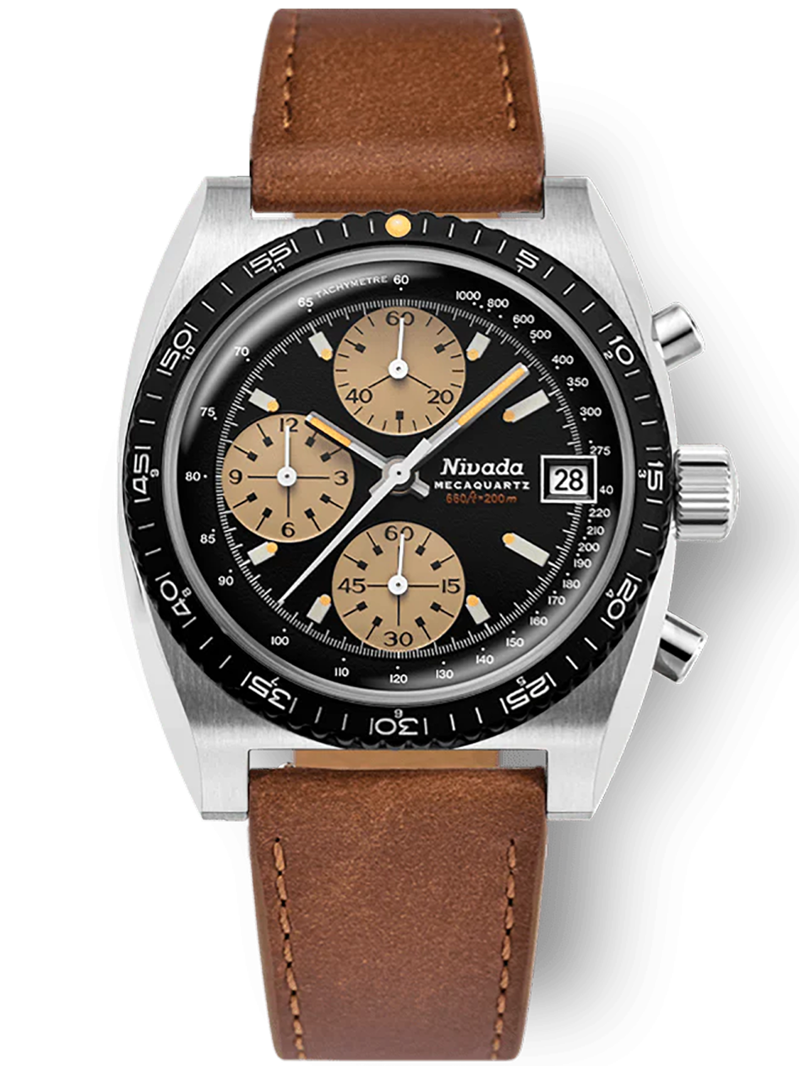 Nivada Grenchen Chronosport Mecaquartz läderarmband 77001Q16