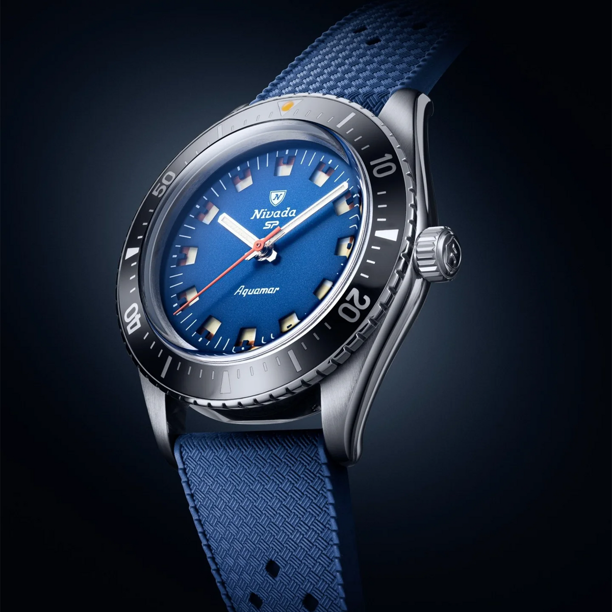 Nivada Grenchen Aquamar Blue Rubber Tropic 32074A24