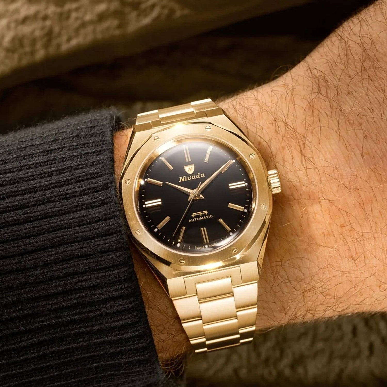 Nivada Grenchen F77 MARK II GOLD 68028A77