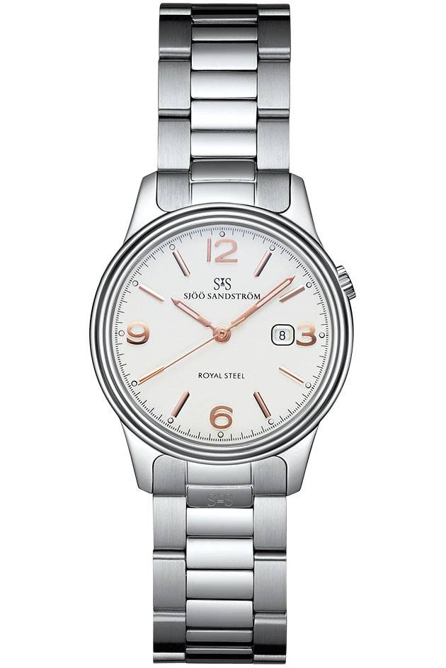 Sjöö Sandström - Royal Steel Classic 32mm Damklocka Vit & Stål 007181