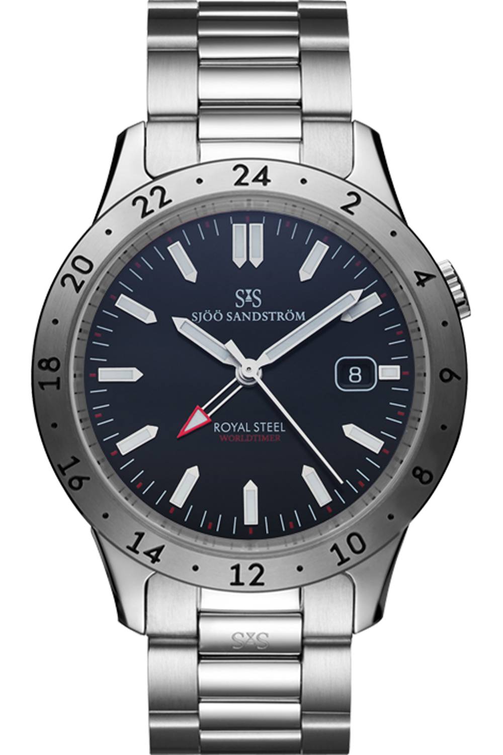 Sjöö Sandström - Royal Steel Worldtimer 41mm Svart & Steel 019979