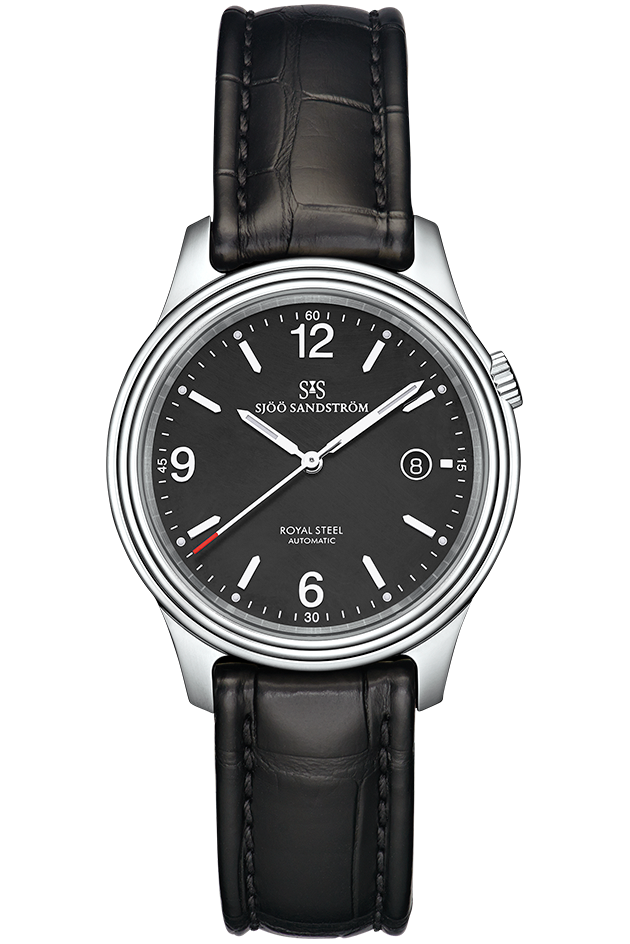 Sjöö Sandström - Royal Steel Classic 41mm Men's Black & Alligator Strap 008690
