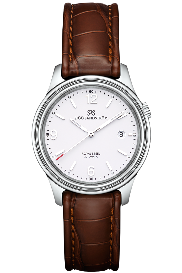 Sjöö Sandström - Royal Steel Classic 41mm Men's White & Alligator Strap 008591