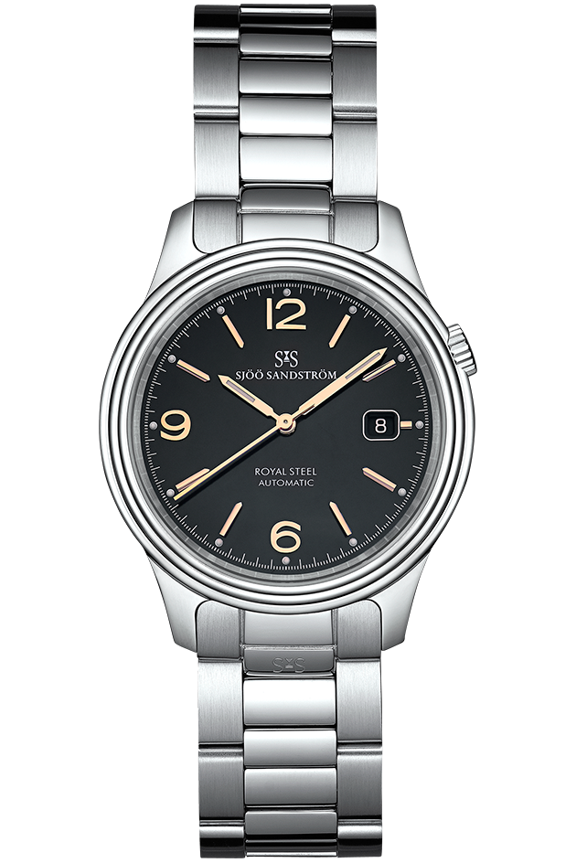 Sjöö Sandström - Royal Steel Classic 41mm Black Dial, Rose Gold Index & Steel Bracelet 009048