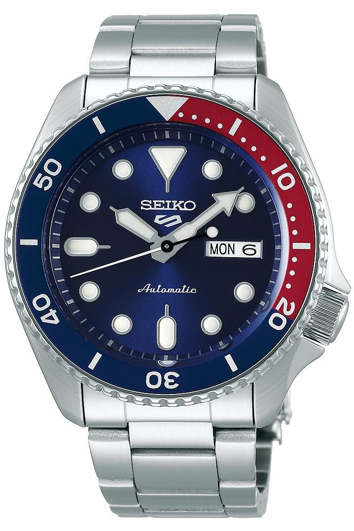 Seiko - 5 Sports 42.5mm Automatic Blue & Red Steel bracelet SRPD53K1