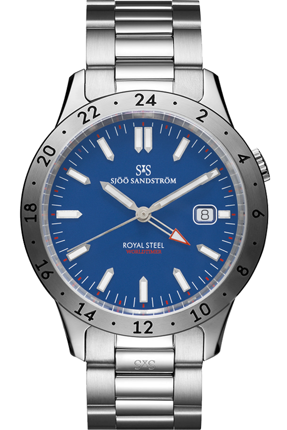 Sjöö Sandström - Royal Steel Worldtimer 41mm Blue Dial & Steel Bracelet 020807