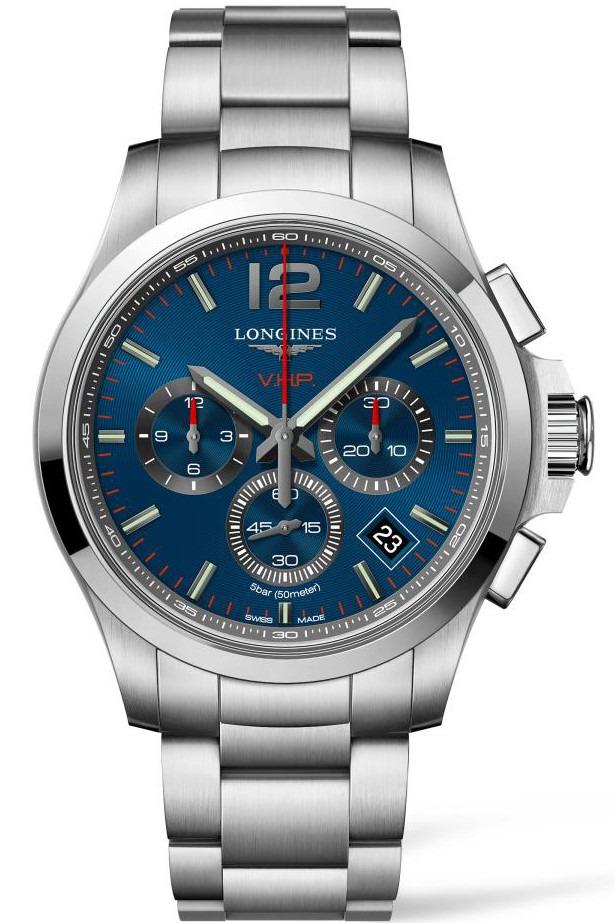 Longines - Conquest V.H.P Chronograph Quartz Blå Urtavla & Stållänk L37174966